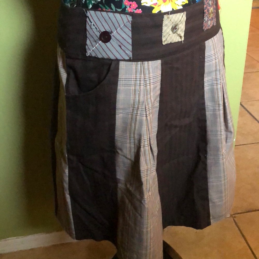 Patchwork vintage kilt skirt